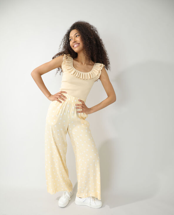 Pantalon wide leg à pois sable - Pimkie