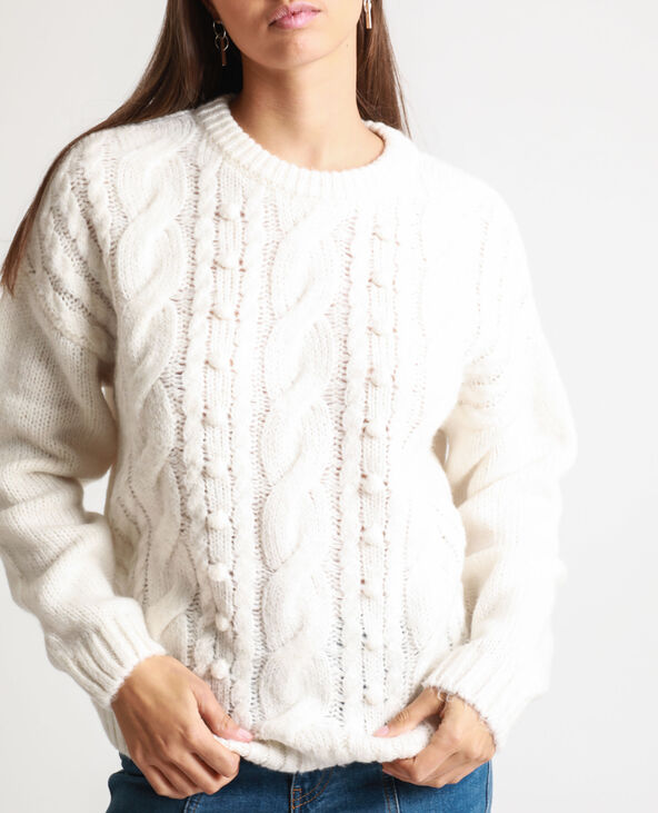 Pull torsadé blanc - Pimkie