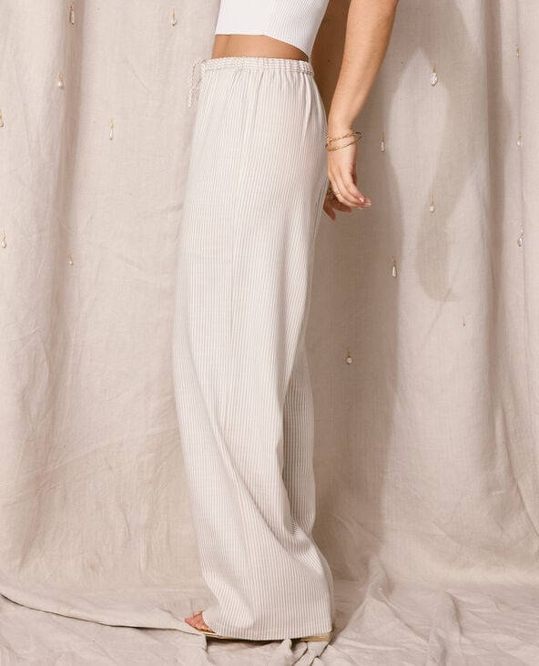 Pantalon large et droit motif rayures blanc - Pimkie
