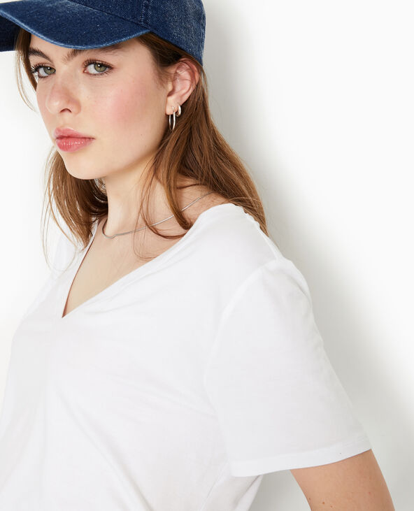 T-shirt ample col V avec viscose blanc - Pimkie