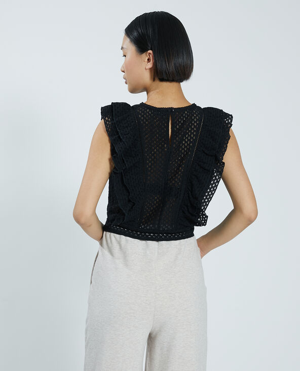 Top dentelle et volants noir - Pimkie