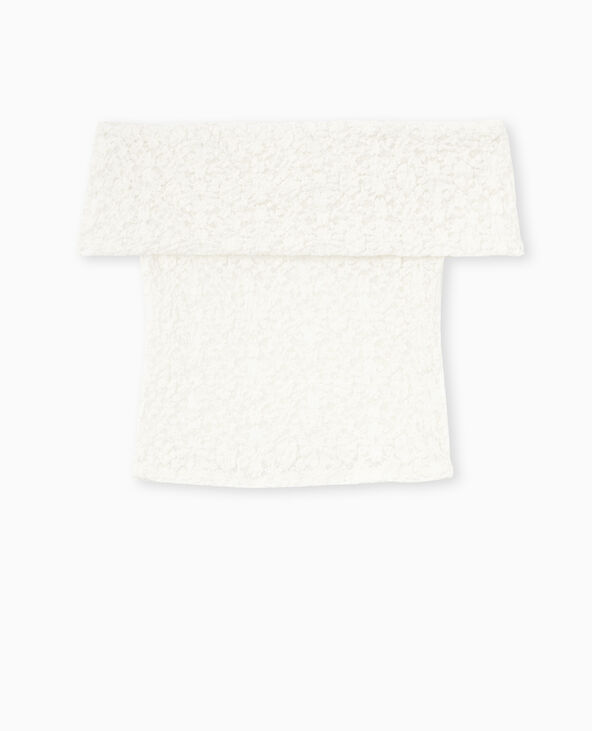 Top en dentelle encolure Bardot blanc - Pimkie