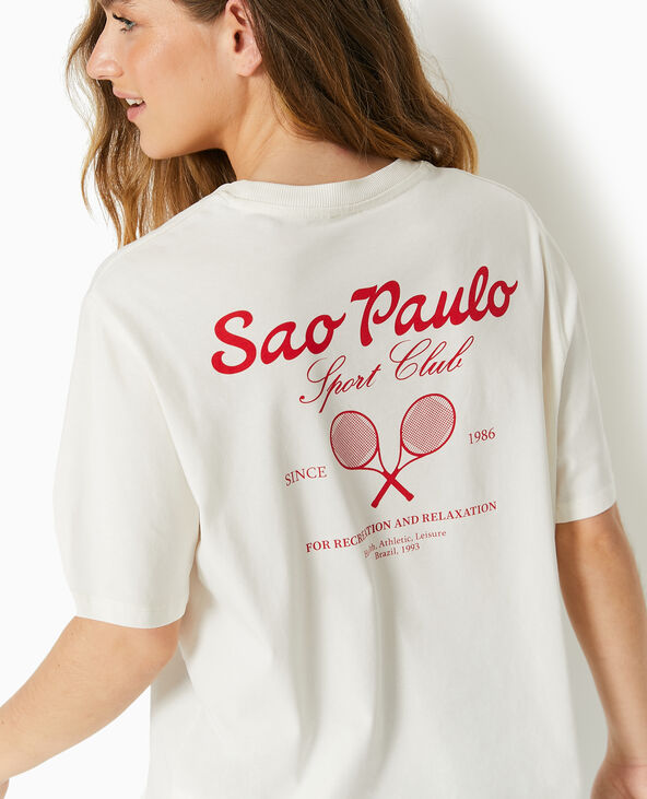 T-shirt oversize avec print poitrine et dos blanc - Pimkie