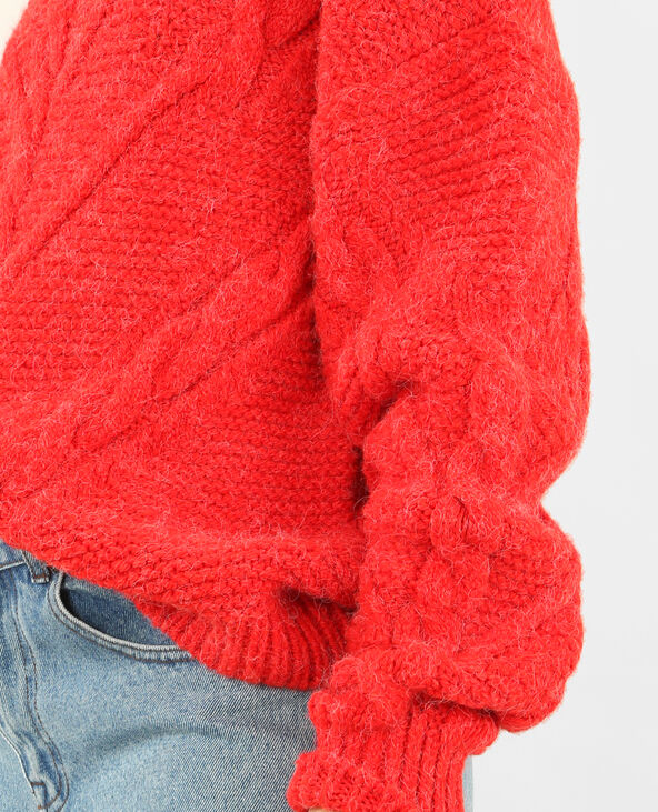 Pull torsadé rouge - Pimkie