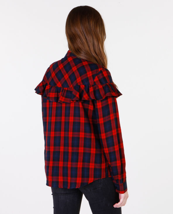 Chemise carreaux à volants rouge - Pimkie