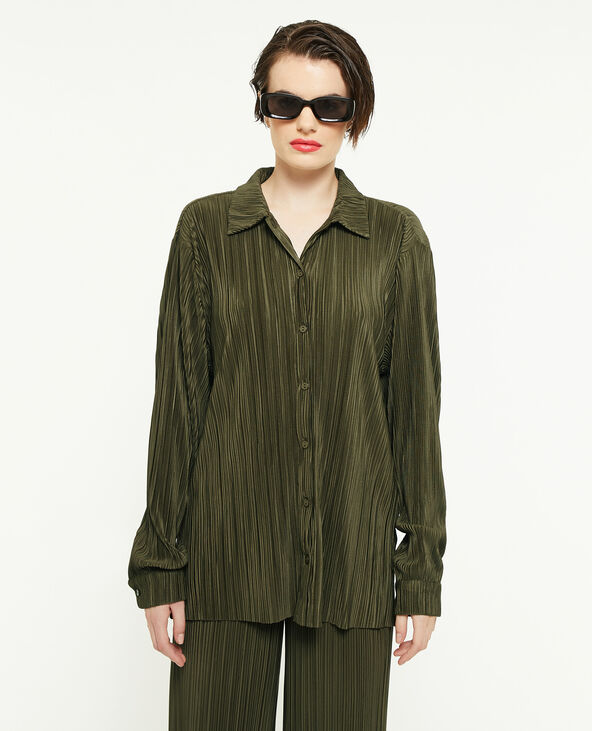 Chemise maille plissée vert kaki - Pimkie