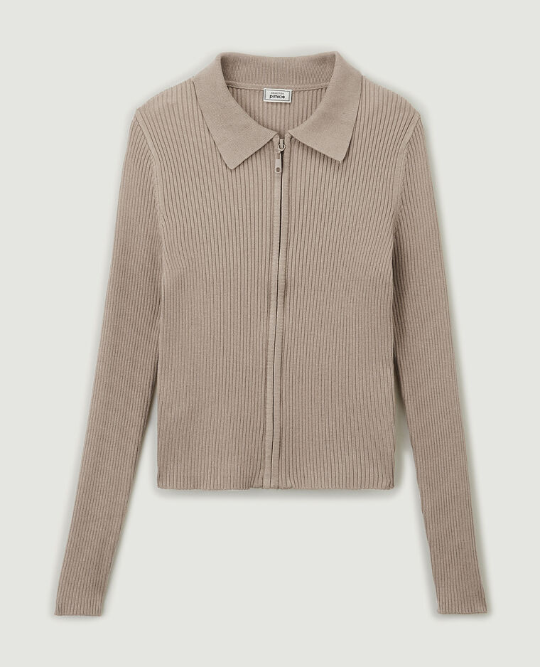 Gilet à col en pointes marron - Pimkie