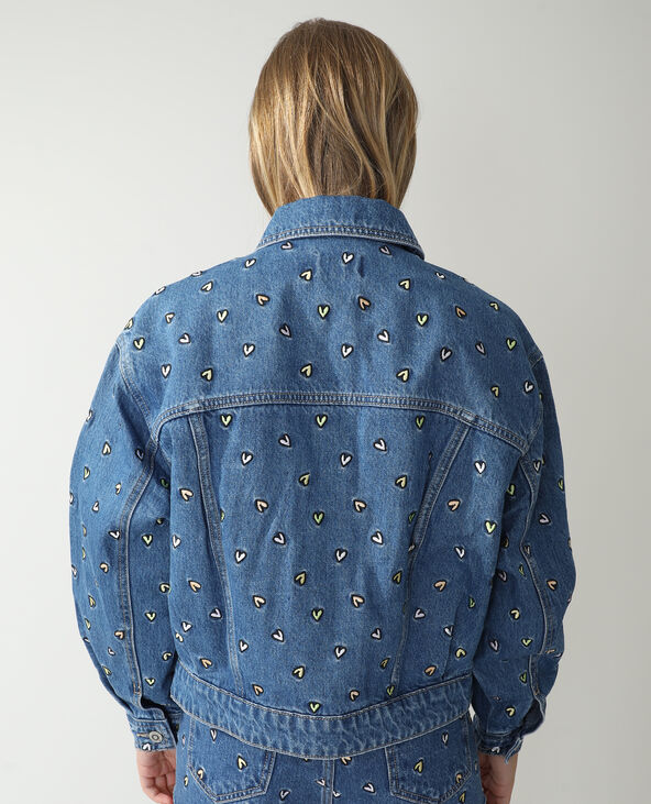 Veste en jean cœurs bleu - Pimkie