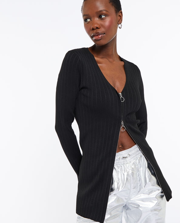 Gilet long avec zip double curseur noir - Pimkie