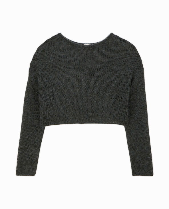 Pull cropped en maille transparente gris foncé - Pimkie