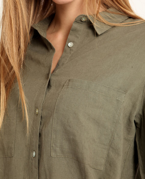 Chemise 55% lin taupe - Pimkie