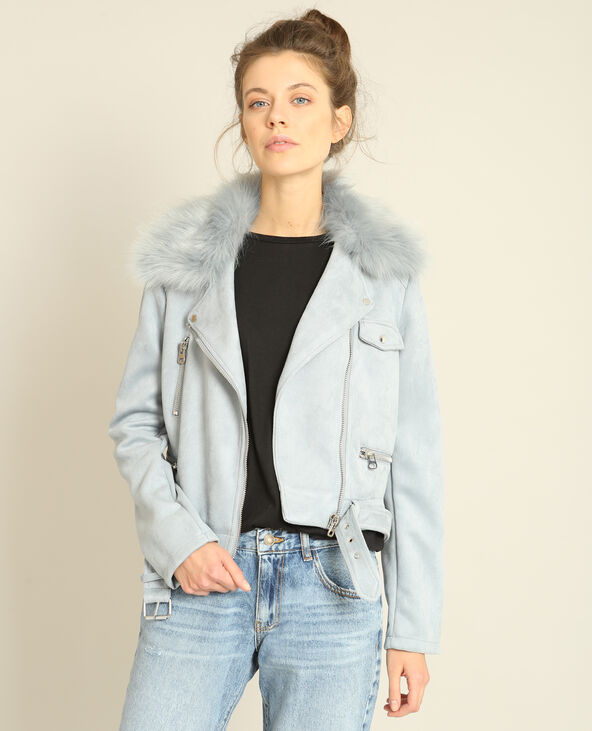Veste col fausse fourrure bleu - Pimkie