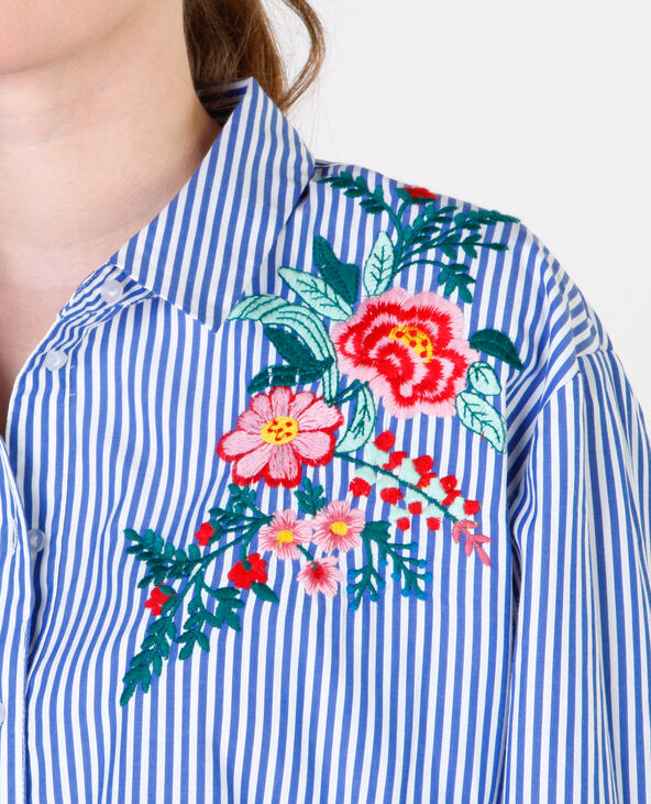 Chemise rayée avec broderie blanc - Pimkie