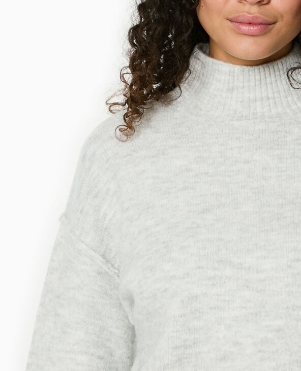 Pull col montant manches larges gris chiné - Pimkie