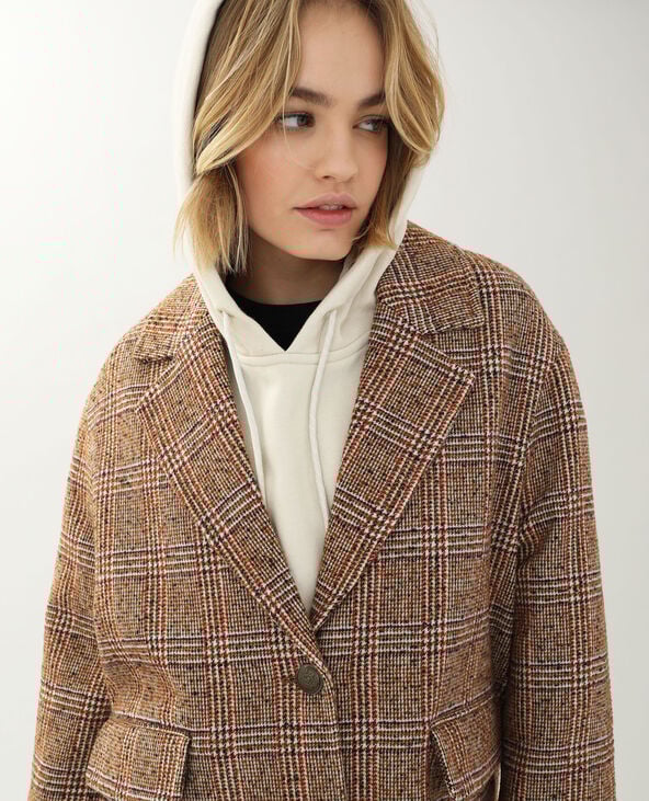 Manteau à carreaux marron - Pimkie