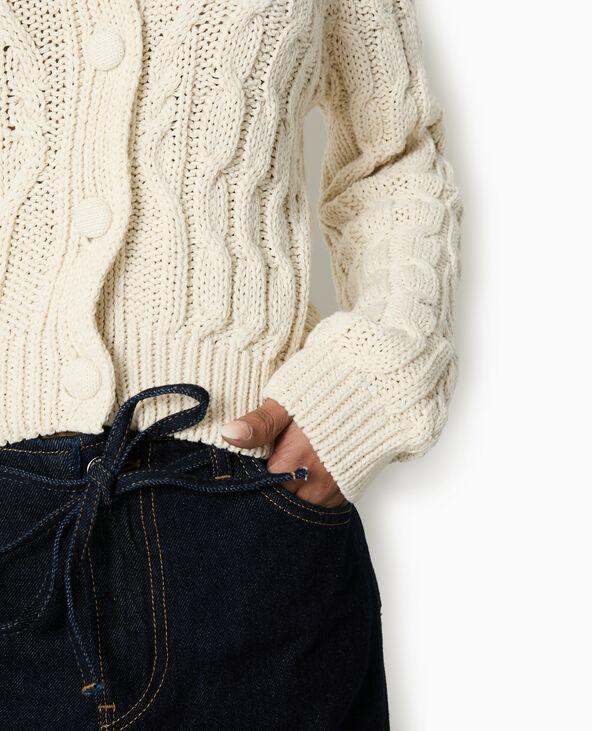 Gilet en maille torsadée blanc - Pimkie
