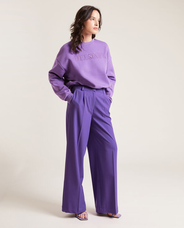 Pantalon large violet femme