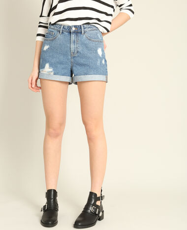 Short en jean mum bleu - Pimkie