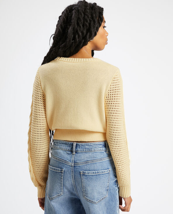 Pull maille fantaisie ajourée écru - Pimkie