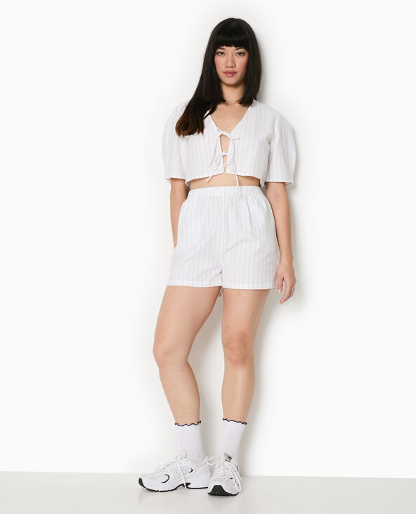 Short rayé façon pyjama d'homme blanc - Pimkie