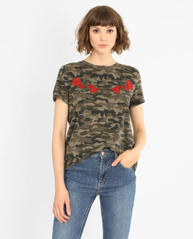 T-shirt à broderies taupe - Pimkie