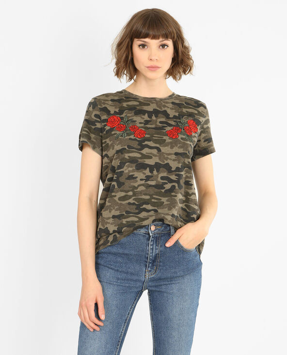 T-shirt à broderies taupe - Pimkie