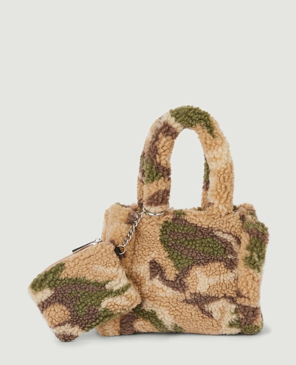 Mini sac moumouté motif camouflage beige - Pimkie