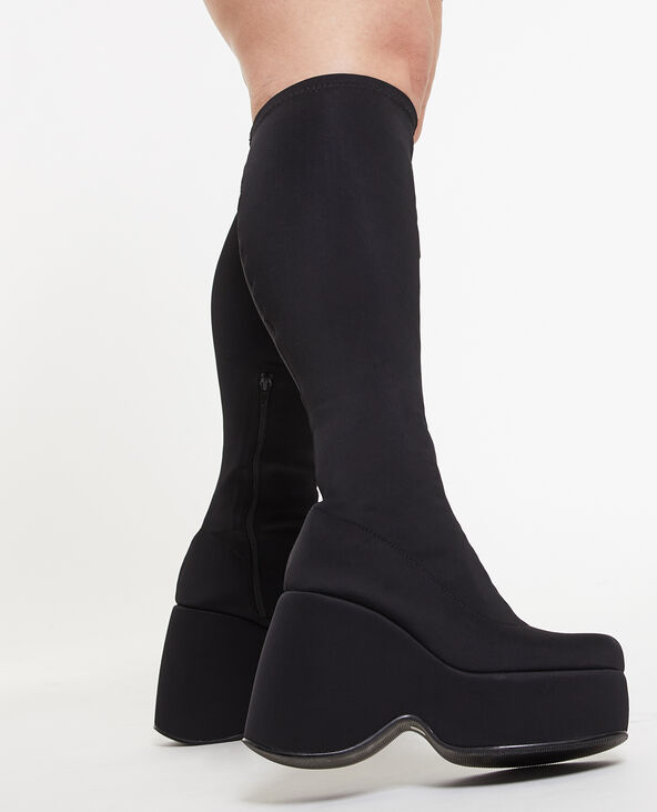 Bottes hautes avec semelles plateformes noir - Pimkie