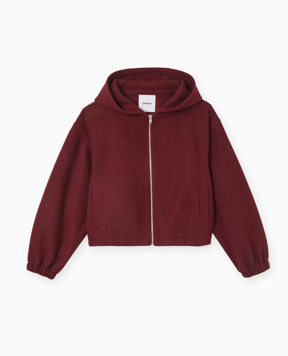 Blouson zippé avec capuche effet drap de laine bordeaux - Pimkie