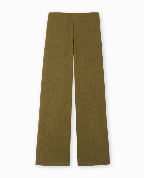 Pantalon large et fluide en tissu effet froissé vert kaki - Pimkie