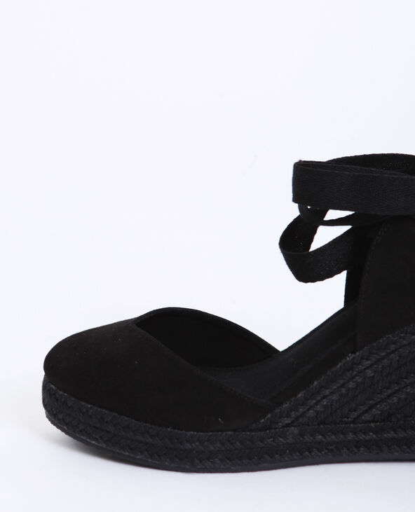 Sandales compensées en paille noir - Pimkie