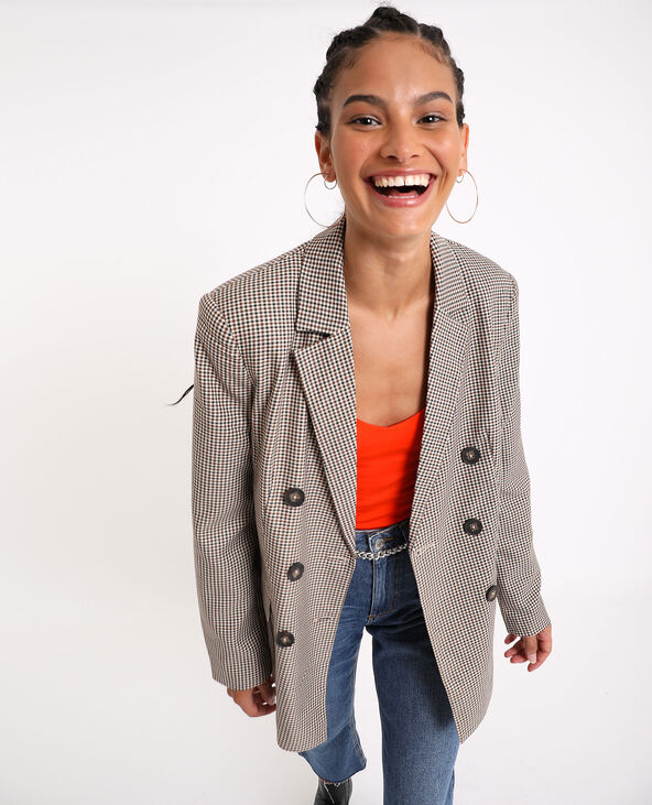 Blazer oversized imprimé beige - Pimkie