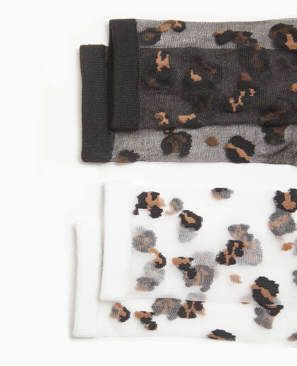 2 paires de chaussettes transparentes avec léopard noir - Pimkie