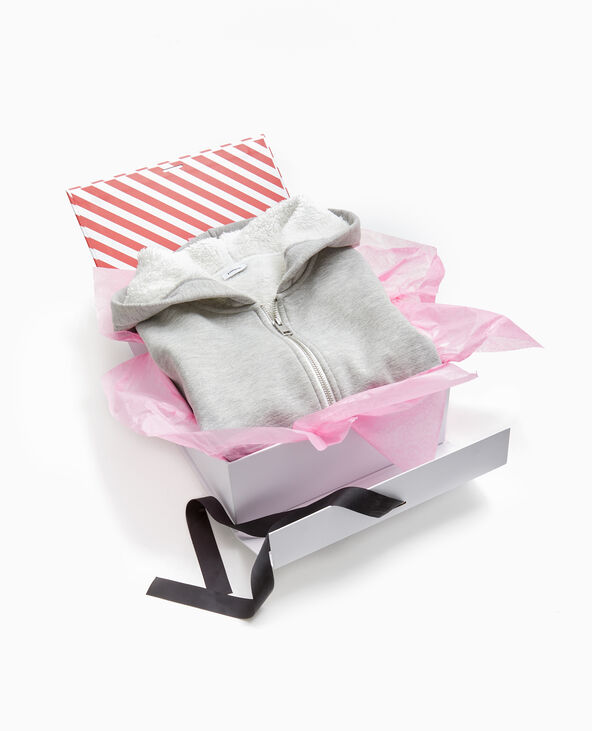 Sweat court et zippé doublé de fourrure gris chiné - Pimkie