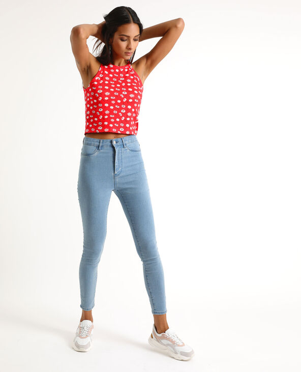 Cropped top à fleurs rouge - Pimkie