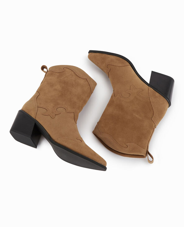 Boots santiags en suédine beige - Pimkie