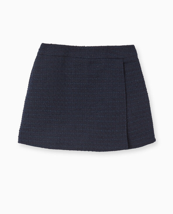 Jupe-short en tweed bleu marine - Pimkie