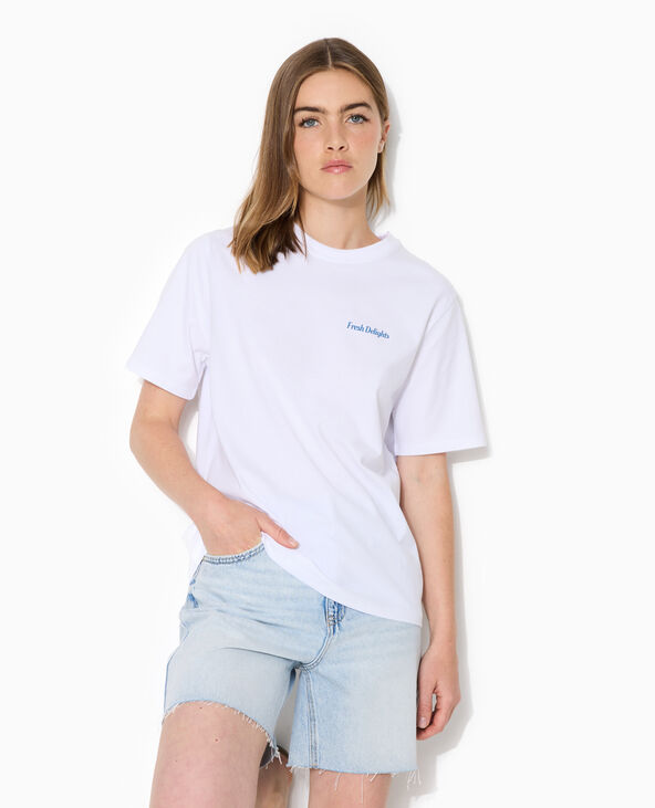 T-shirt oversize avec print poitrine et dos blanc - Pimkie