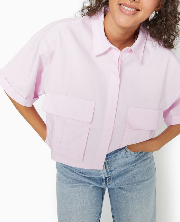 Chemise cropped avec poches plaquées Rose poudré - Pimkie