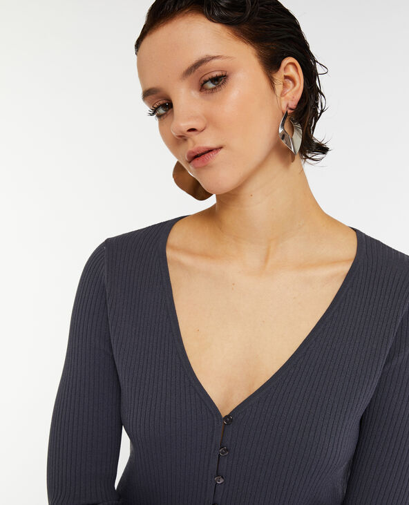 Gilet fin en maille côtelée gris foncé - Pimkie
