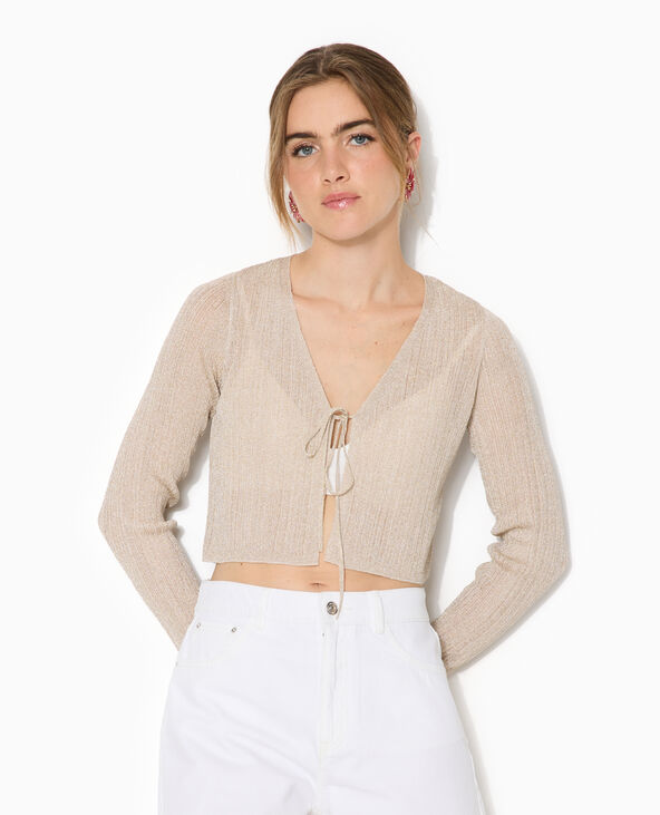 Gilet court en maille lurex avec nouette doré - Pimkie