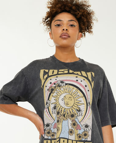 T-shirt oversize avec imprimé gris foncé - Pimkie