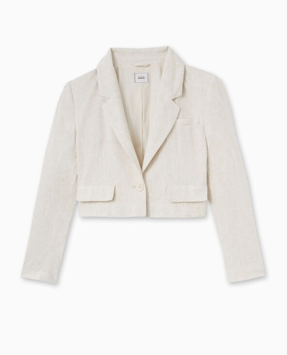 Veste cropped avec lin blanc - Pimkie