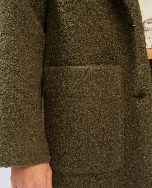 Manteau long maille bouclette marron - Pimkie