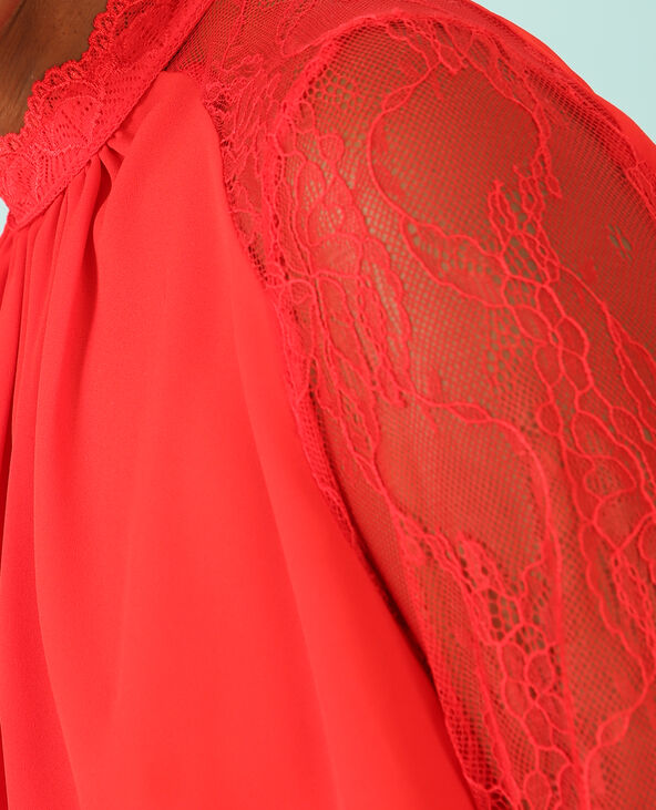 Blouse fluide dentelle rouge - Pimkie