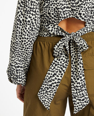 Blouse courte avec noeud dos motif léopard blanc - Pimkie