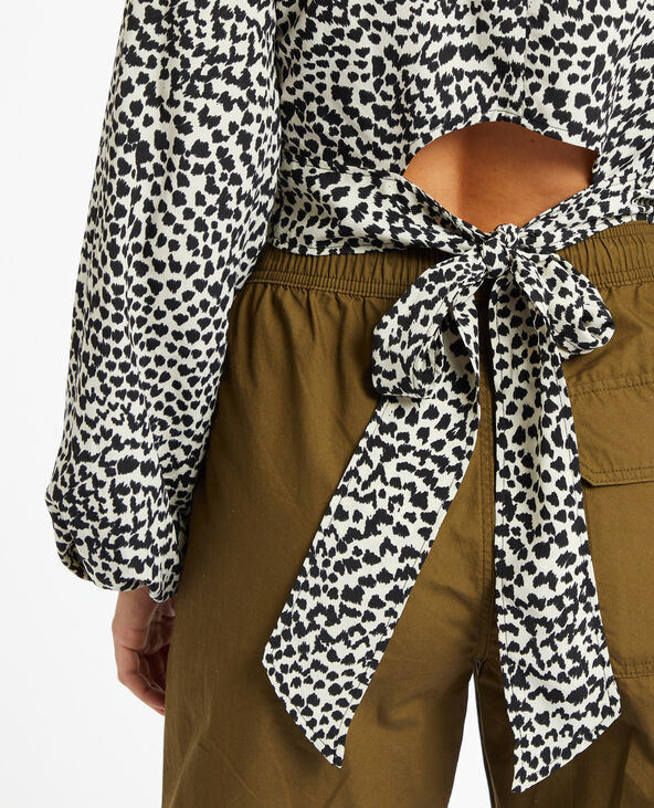 Blouse courte avec noeud dos motif léopard blanc - Pimkie