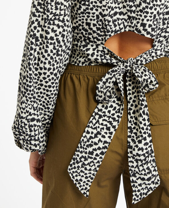 Blouse courte avec noeud dos motif léopard blanc - Pimkie