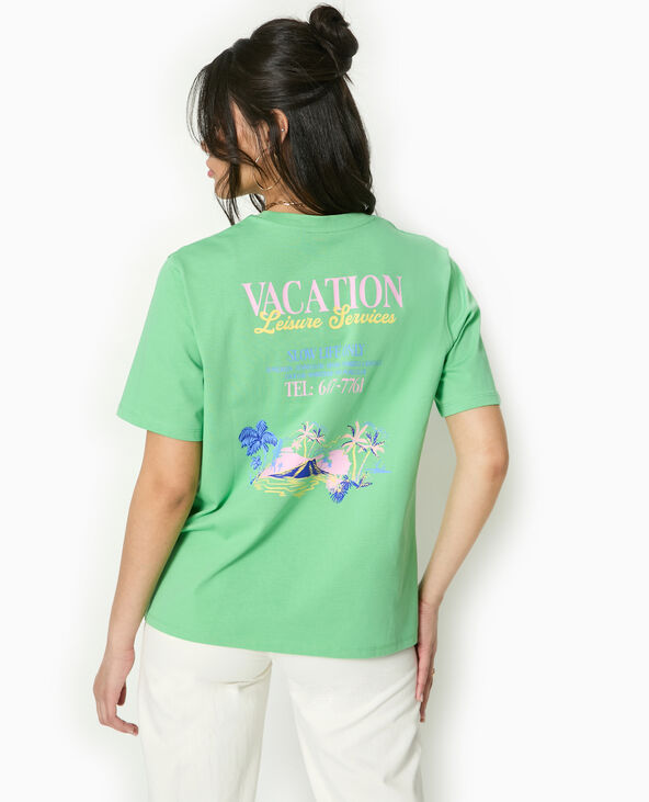 T-shirt oversize avec print devant et dos vert clair - Pimkie
