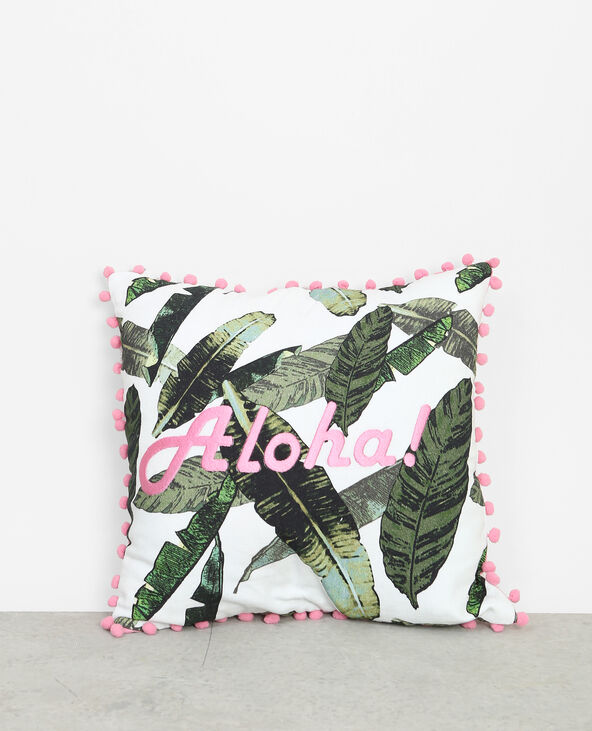 Housse de coussin brodée "Aloha" rose - Pimkie